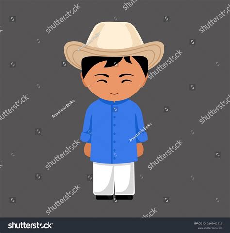 Caricatura salvadoreña con traje étnico tradicional vector de stock