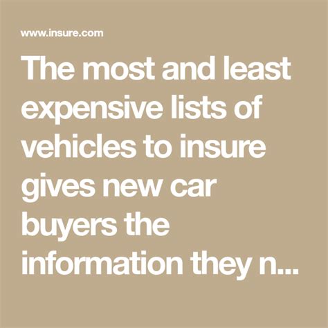 The Most And Least Expensive Lists Of Vehicles To Insure Gives New Car