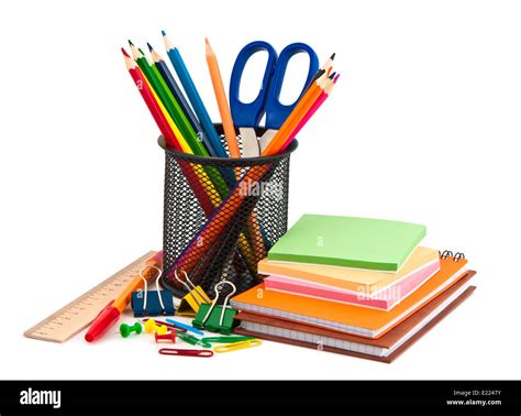 Stationery Set On White Background Stock Photo Alamy