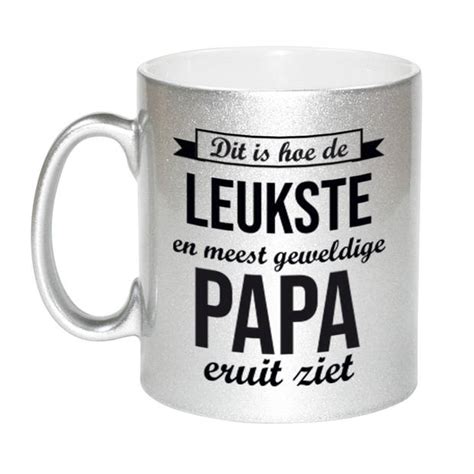 Leukste En Meest Geweldige Papa Cadeau Mok Beker Zilverglanzend 330