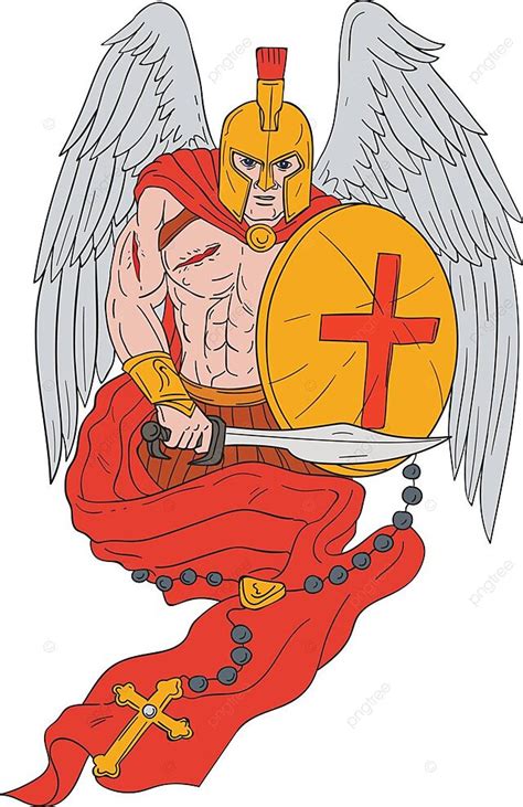 Spartan Warrior Angel Sword Rosary Drawing Scratch Board Line Drawing ...