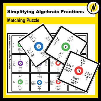 Simplifying Algebraic Rational Expressions Puzzle By The Neals TpT