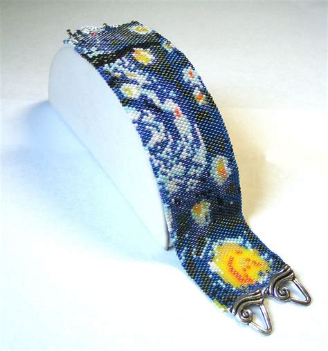 Bead Pattern Van Gogh Starry Night Pattern Beaded Bracelet Peyote