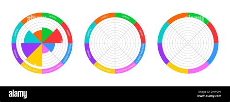 Wheel Of Life Example And Templates Set Circle Diagrams Of Lifestyle Balance With 8 Colorful