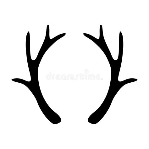 Deer Antlers Silhouette Isolated On White Background Stock Vector