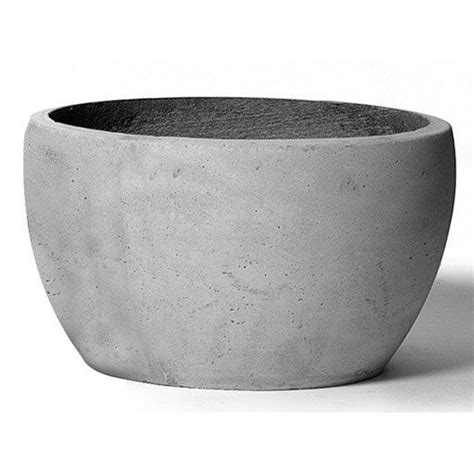 Pot Fibre Diam 37 X H 21 Cm Gris Ciment Pot De Fleurs Pots Fibre