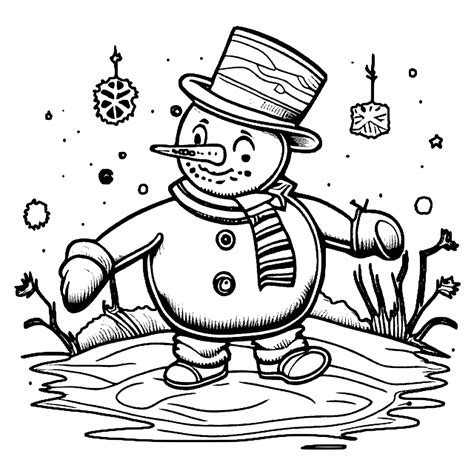 Coloriage Frosty Le Bonhomme De Neige Creative Fabrica