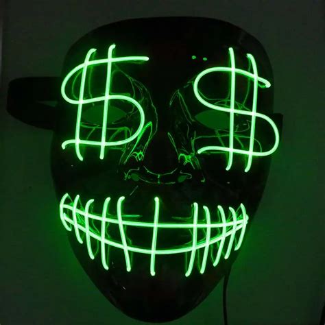 Halloween Christmas Led Luminous Mask Dollar Grimace Bloody EL wire ...