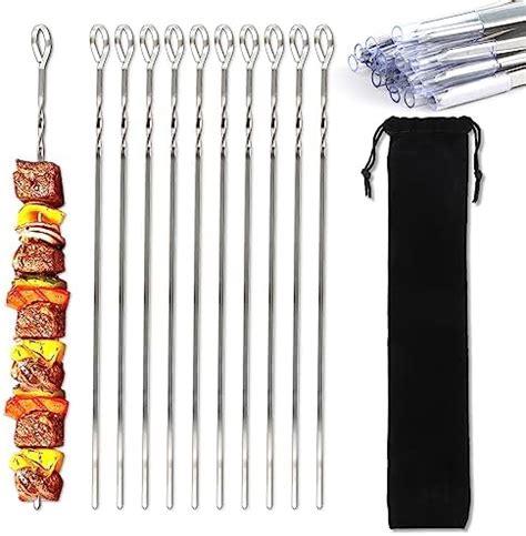 Brochettes pour Barbecue 20 Pièces 30 cm Brochettes à Viande en Acier