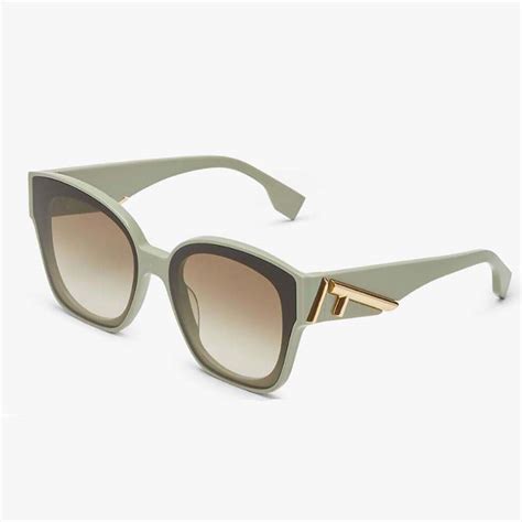 Fendi Women Square Fendi First Mint Green Acetate Sunglasses