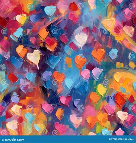 Energetic Painted Hearts In Multicolored Splendor Stock Illustration