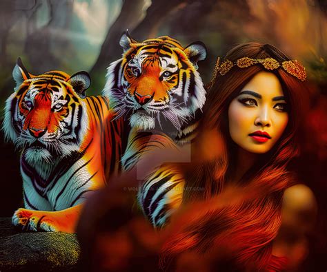 00067 2351913368 Two Beautiful Tigerwoman Analo By Wolf Man Ai On