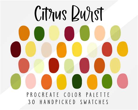 Citrus Procreate Color Palette Color Swatches Procreate Palette