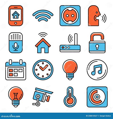 Smart Home Icons Set On White Background Vector Stock Illustration