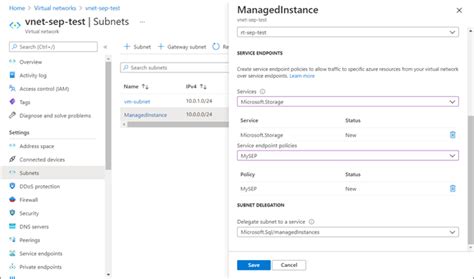 サービス エンドポイント ポリシーを構成する Azure Sql Managed Instance Microsoft Learn