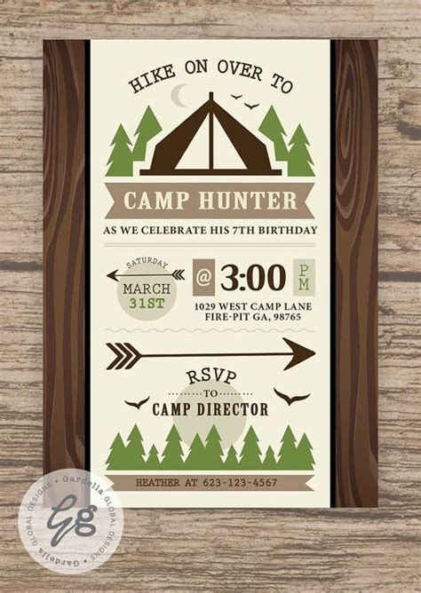 Camping Invitation Camping Invite Camping Party Campfire Sleep Over