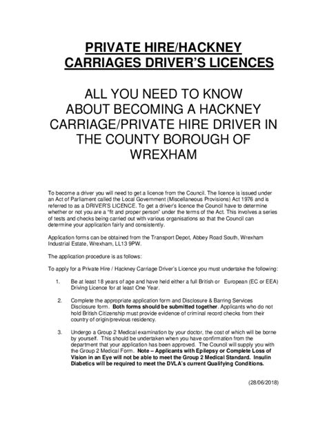 Fillable Online Private Hire Hackney Carriage Driver S Licence