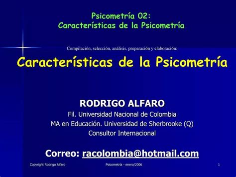 PPT Psicometría 02 Características de la Psicometría PowerPoint