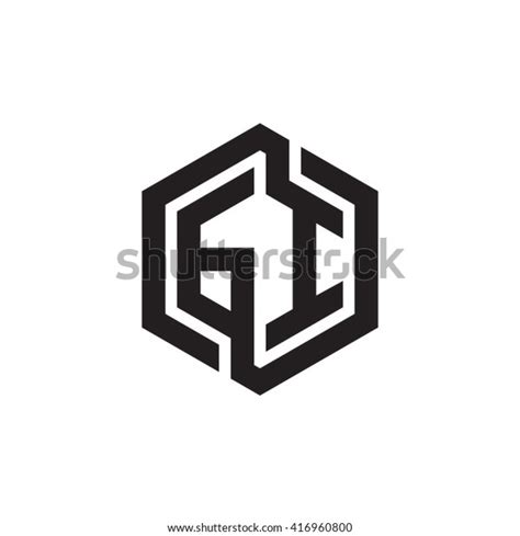 Gi Initial Letters Looping Linked Hexagon Stock Vector Royalty Free