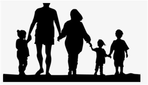 Silhouette Family Clip Art - Silhouette Family Of 5, HD Png Download ...