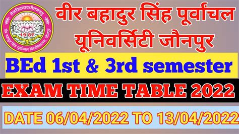 BEd 1st 3rd semester TIME TABLE 2021 23 वर बहदर सह परवचल