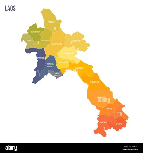 Laos Political Map Of Administrative Divisions Provinces And