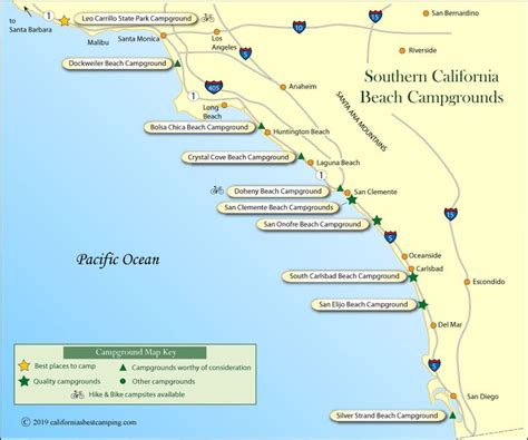 A Map Of The Southern California Beach Campgrounds