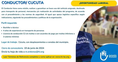 Conductor Cúcuta Humanity Inclusion LAC