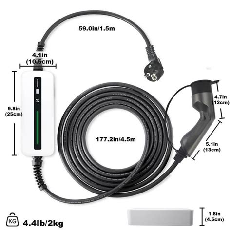 Morec 10 16A 2 2 3 6KW Chargeur VE Portable Prise Schuko 6m Pour