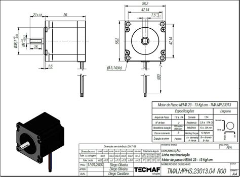 Motor De Passo Nema 23 13kgf Cm Loja TECMAF