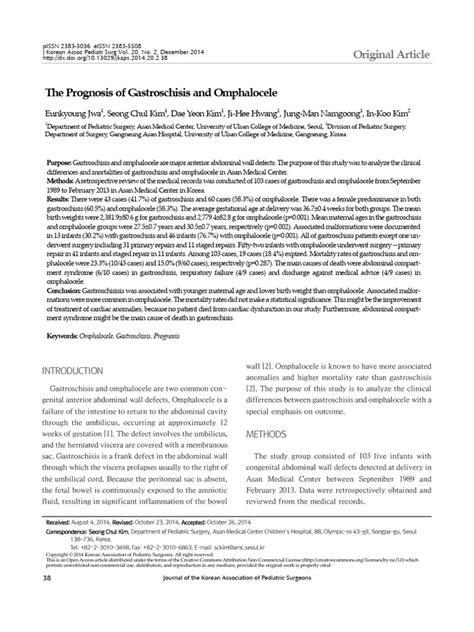 The Prognosis of Gastroschisis and Omphalocele | PDF | Childhood ...