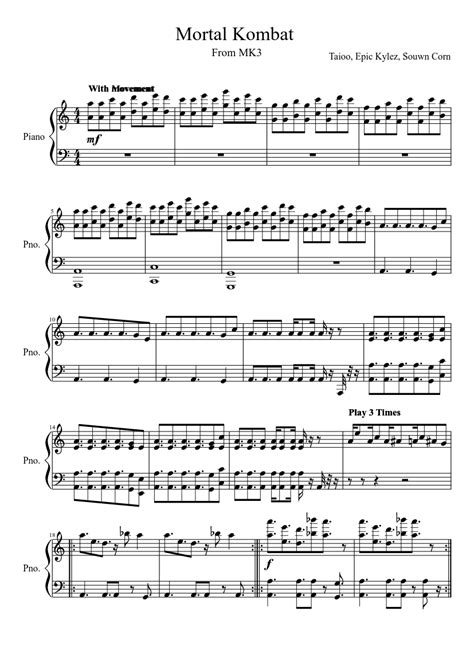 Mortal Kombat Main Theme Sheet Music For Piano Download Free In Pdf Or Midi