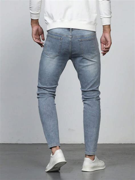 Manfinity Homme Jeans de algodón para hombres con lavado de lejía