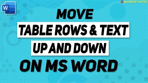 How To Move Table Rows And Text Up And Down In Ms Word Document F