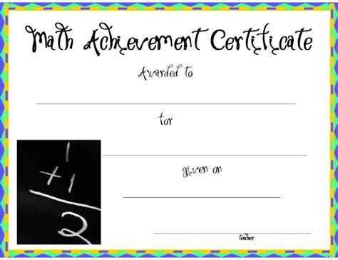 Math Certificate Of Achievement Template Varicolored Download