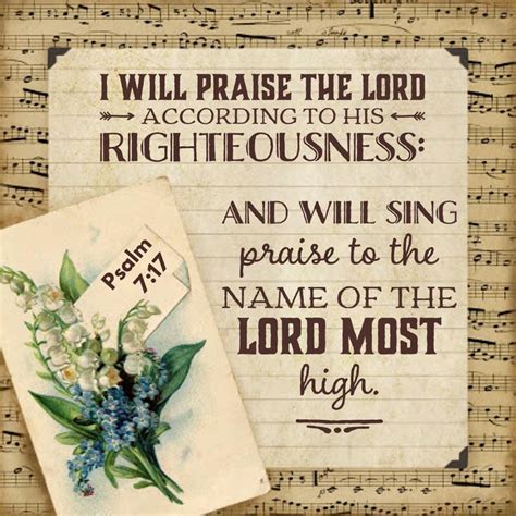 I Will Praise The Lord According To His Righteousness And Will Sing