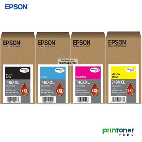 Cartucho de Tinta Epson T748xxl 748xxl Kit de 4 Colores PrinToner Perú