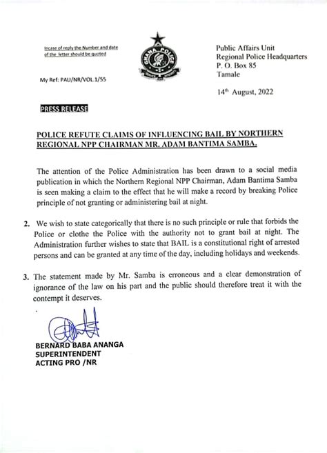 Ghana Police Service On Twitter Northern Regional Police Refutes