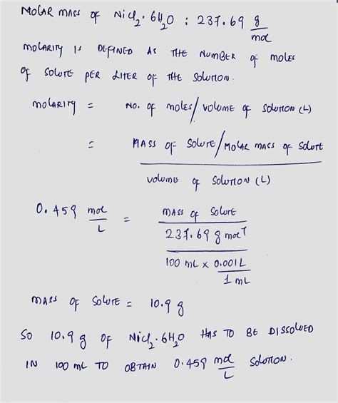 Solved Calculate The Mass In Grams Of Solute Needed To Prepare Ml