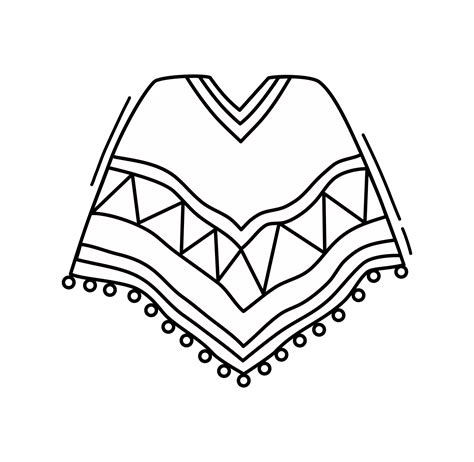 Mexican Poncho On A White Background Contour Icon Vector