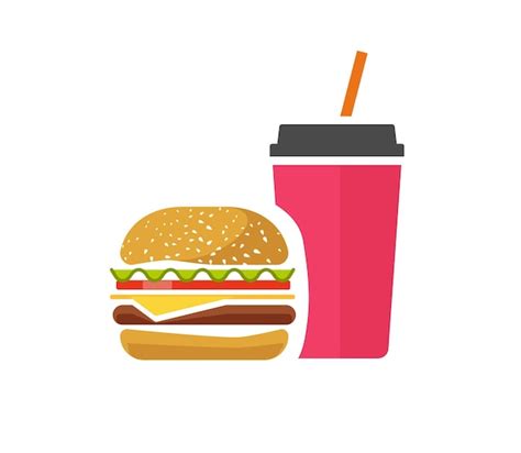 Premium Vector Fast Food Icon With Burger And Beverage Drink Or Junk