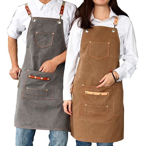 2021 New Thick Canvas Unisex Apron Bib Chef Kitchen Aprons For Women