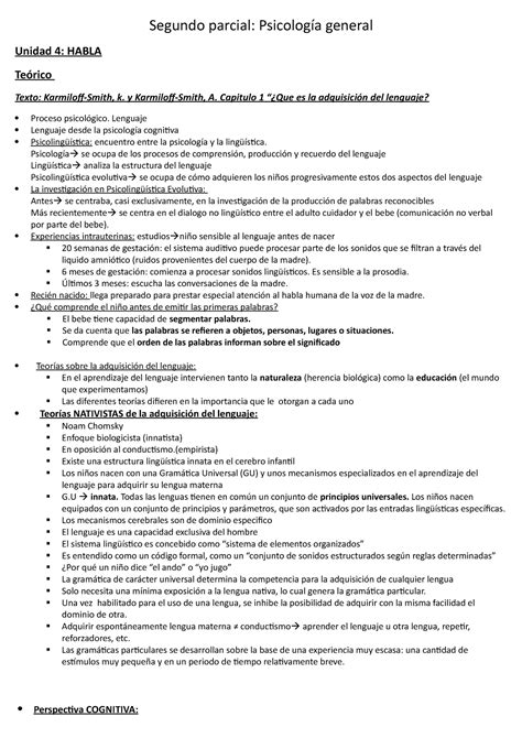 Segundo parcial psico gral Segundo parcial Psicología general Unidad