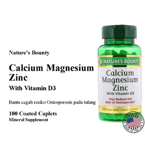 Jual Calcium Magnesium Zinc With Vitamin D3 Nature S Bounty USA