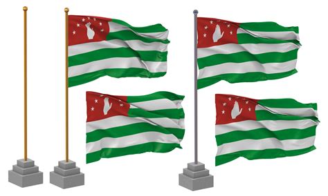 Abkhazia Flag Waving Different Style With Stand Pole Isolated 3d Rendering 32064639 Png