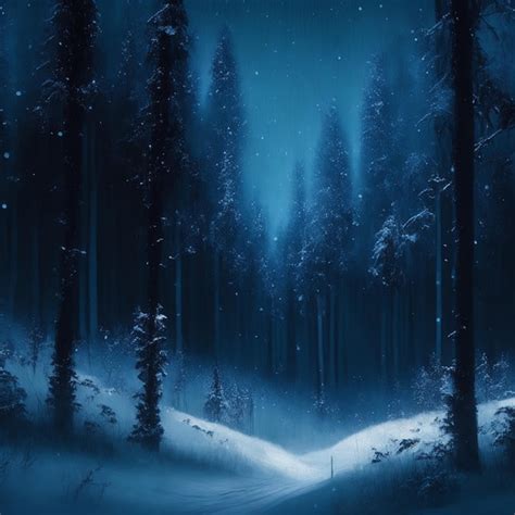 Premium Ai Image A Digital Painting Dark Abstract Winter Forest