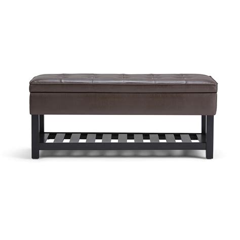 Simpli Home Cosmopolitan Chocolate Brown Entryway Storage Ottoman Bench