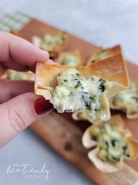 Spinach Artichoke Wonton Cups My Heavenly Recipes