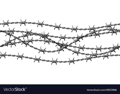 Barbed Wire Seamless Pattern Sharp Barbwire Vector Image