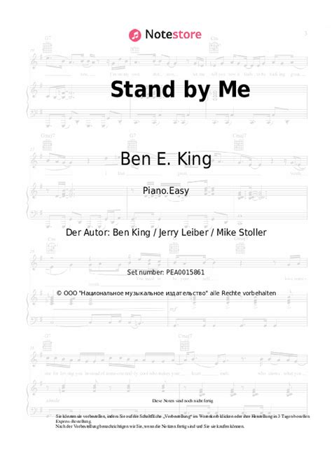 Stand By Me Ben E King Noten Pdf Einfach Klavier Note Storede